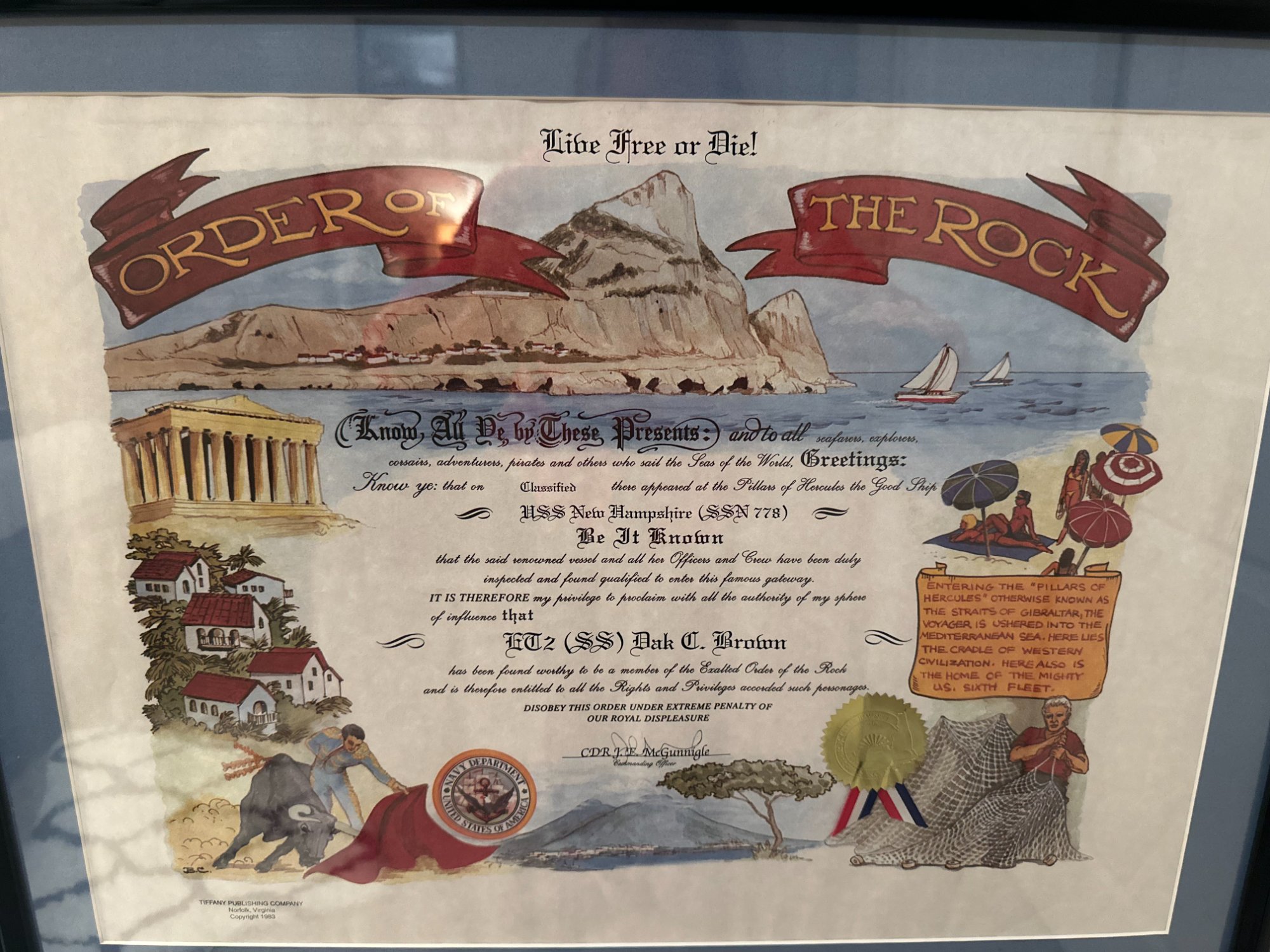 Order of the Rock Certificate