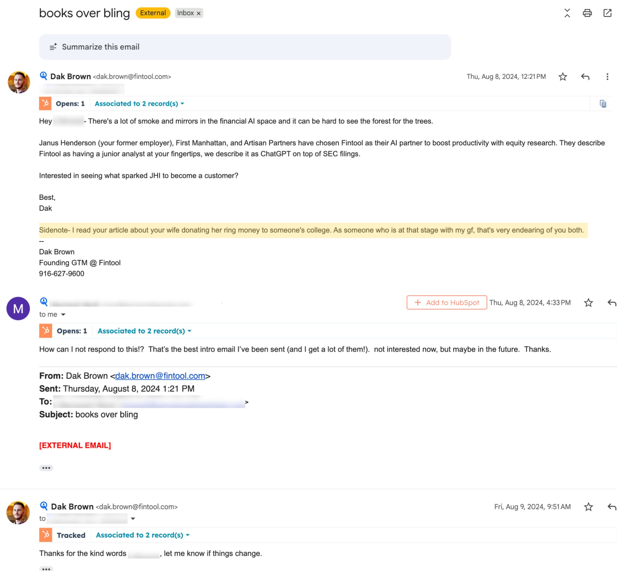 Personalized outbound email response